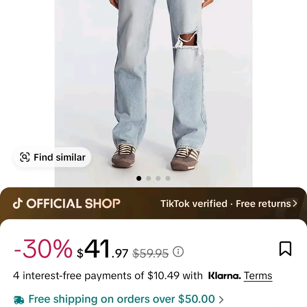 PacSun Light Blue Distressed Straight Leg Jeans - Picture 8 of 8